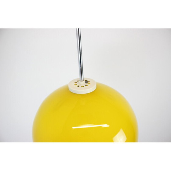 Image 1 of Vintage glass and chrome pendant lamp, Czechoslovakia 1960s