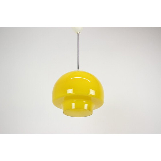 Image 1 of Vintage glass and chrome pendant lamp, Czechoslovakia 1960s
