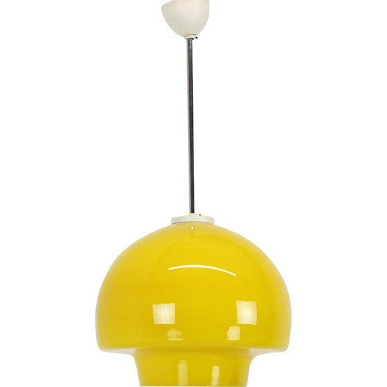 Image 1 of Vintage glass and chrome pendant lamp, Czechoslovakia 1960s