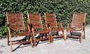 4 Hattersley Collection teak booth chairs, folding