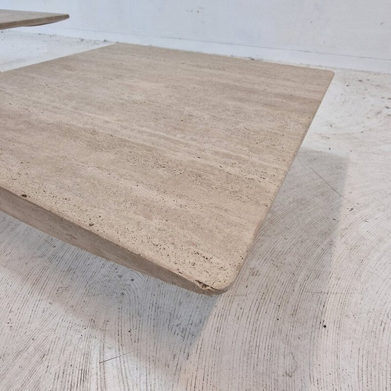 Image 1 of Set of 3 vintage travertine coffee tables, Italy 1980