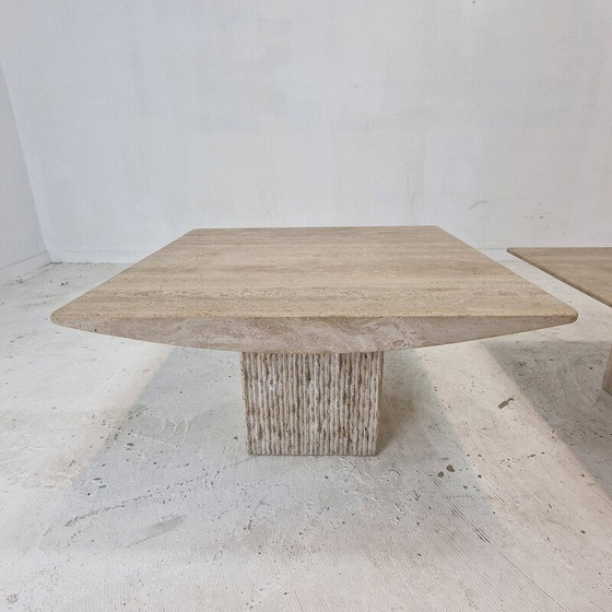 Image 1 of Set of 3 vintage travertine coffee tables, Italy 1980