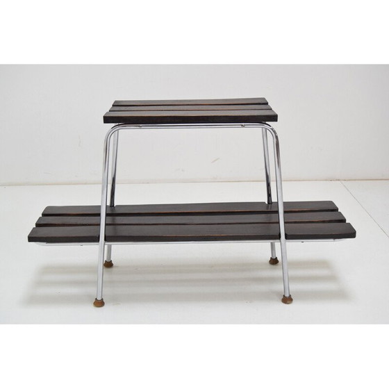 Image 1 of Tavolino vintage in legno e cromo, Cecoslovacchia, anni '70