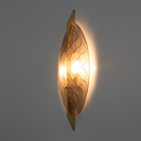 Image 1 of Pair Of Modern Italian Murano Glass And Brass Sconces