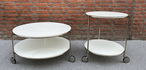 2 x table roulante et table basse Strind par Ehlen Johansson pour Ikea.