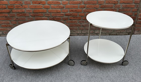 Image 1 of 2 x table roulante et table basse Strind par Ehlen Johansson pour Ikea.