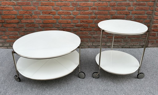 2 x table roulante et table basse Strind par Ehlen Johansson pour Ikea.