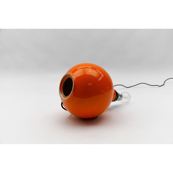Image 1 of Vintage orange ceramic table lamp, Italy 1960