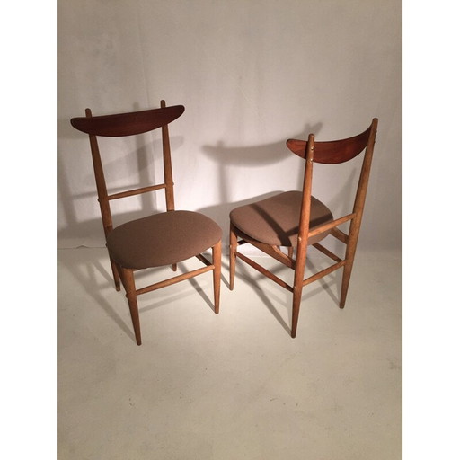Set of 6 brown chairs - 1950s