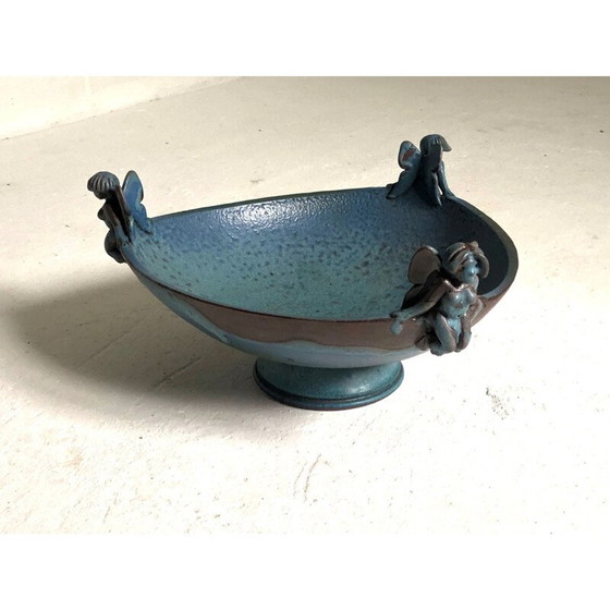 Image 1 of Ciotola vintage con decorazioni di elfi in ceramica, 1980