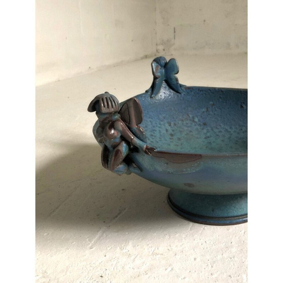Image 1 of Ciotola vintage con decorazioni di elfi in ceramica, 1980