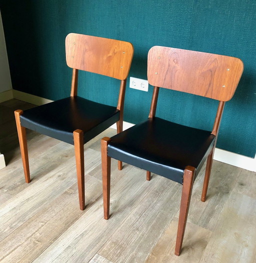 2X Teak Danish Design Wooden Chairs