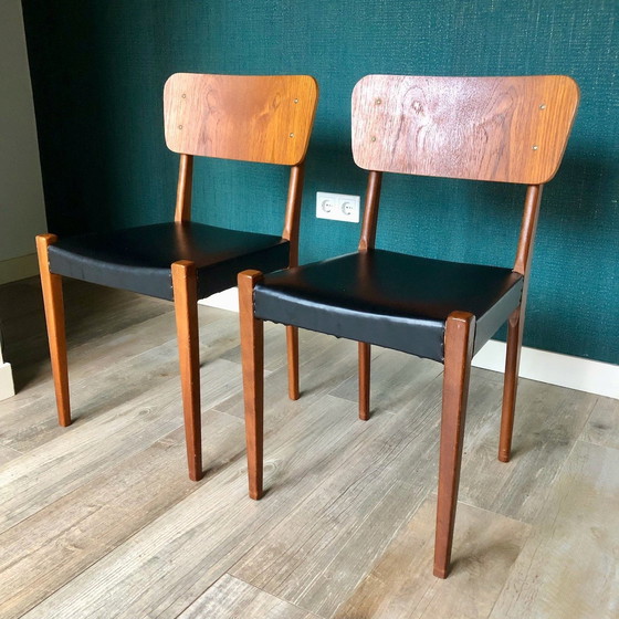 Image 1 of 2X Teak Danish Design Wooden Chairs