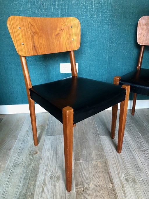 2X Teak Danish Design Wooden Chairs