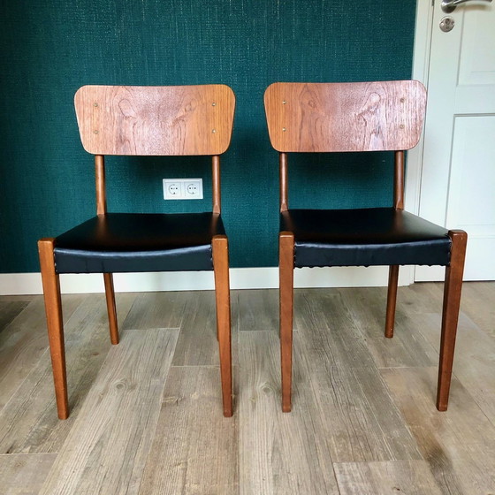 Image 1 of 2X Teak Danish Design Wooden Chairs