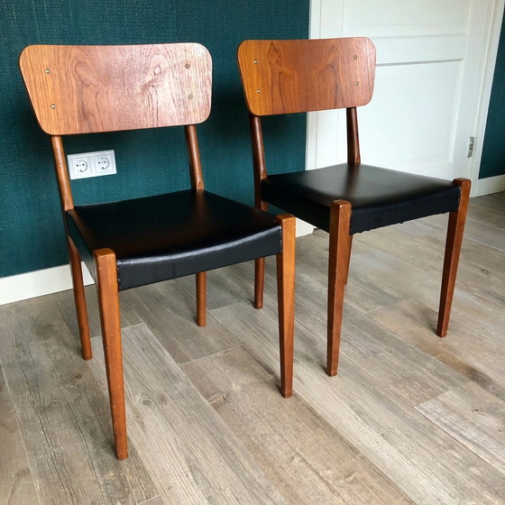 Image 1 of 2X Teak Danish Design Wooden Chairs