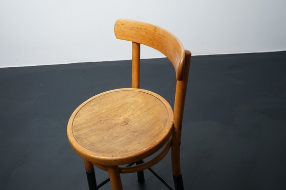 Image 1 of Industrial stool made of wood & metal with backrest