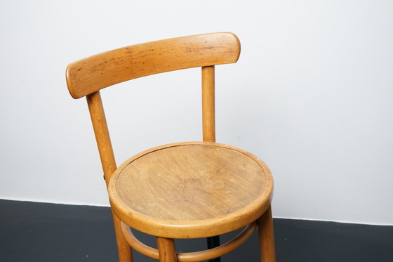 Image 1 of Industrial stool made of wood & metal with backrest