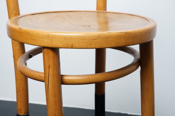 Image 1 of Industrial stool made of wood & metal with backrest