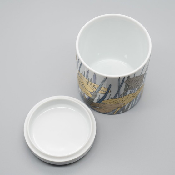 Image 1 of Alain Le Foll × Rosenthal Studio-Line Porcelain Vase Duo Gold Floral Tropical 