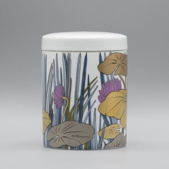 Image 1 of Alain Le Foll × Rosenthal Studio-Line Porcelain Vase Duo Gold Floral Tropical 