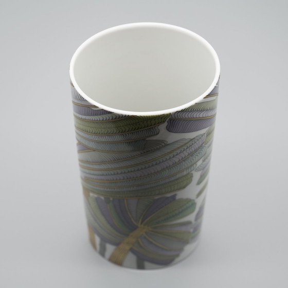 Image 1 of Alain Le Foll × Rosenthal Studio-Line Porcelain Vase Duo Gold Floral Tropical 