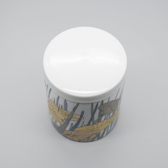 Image 1 of Alain Le Foll × Rosenthal Studio-Line Porcelain Vase Duo Gold Floral Tropical 