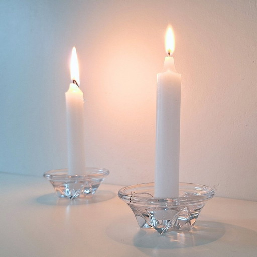 Pair (2) 1950S Leerdam By Floris Meydam Candle Holders