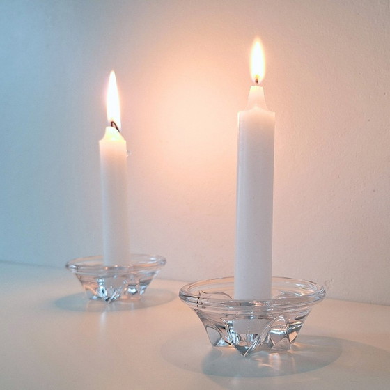 Image 1 of Pair (2) 1950S Leerdam By Floris Meydam Candle Holders