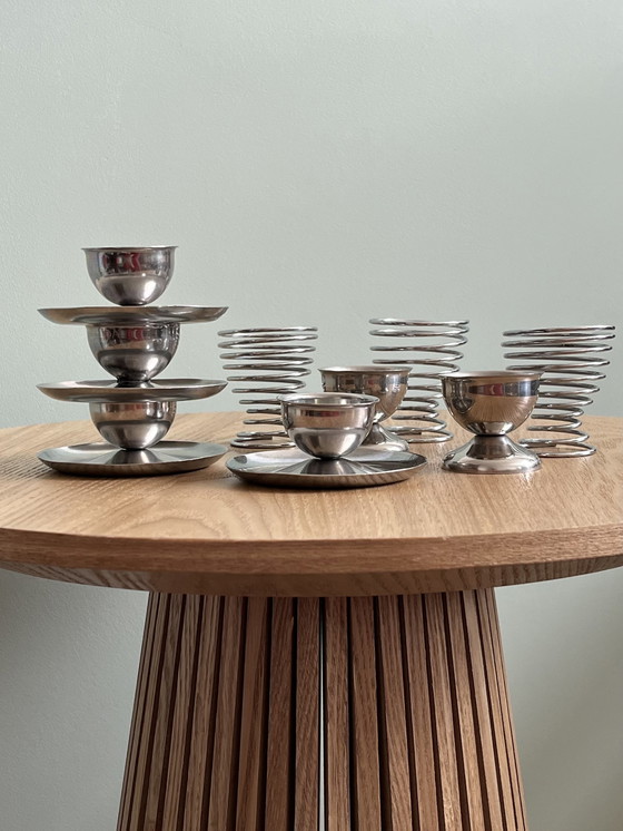Image 1 of 9x vintage egg cups chrome