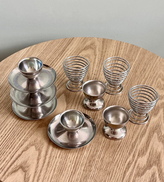 Image 1 of 9x vintage egg cups chrome