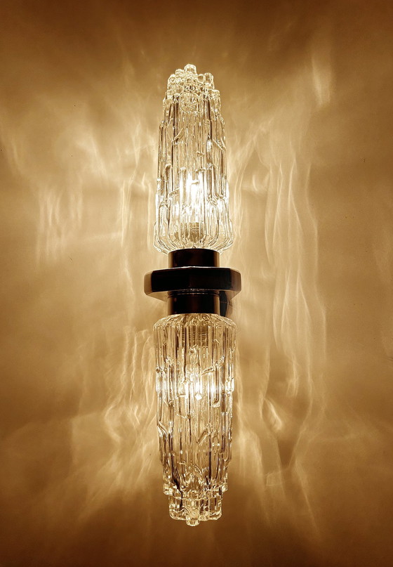 Image 1 of 2X Very Large Space Age Glass Wall Lights