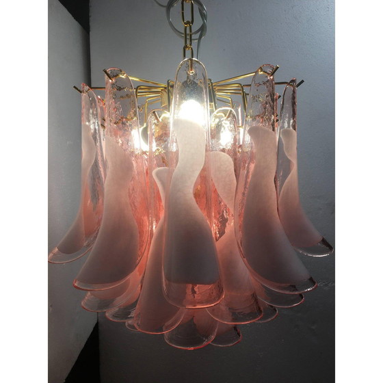 Image 1 of Glass pink and white chandelier