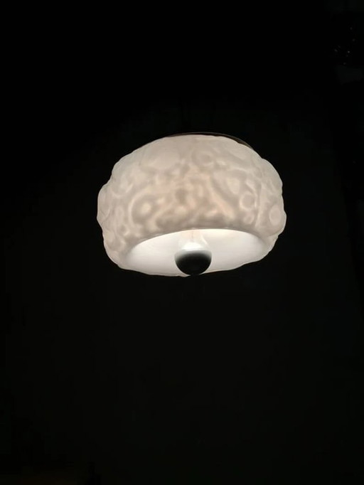 Ceiling Pendant Light, Mid Century Modern, Art Deco, Murano Glass, Chrome, Unique