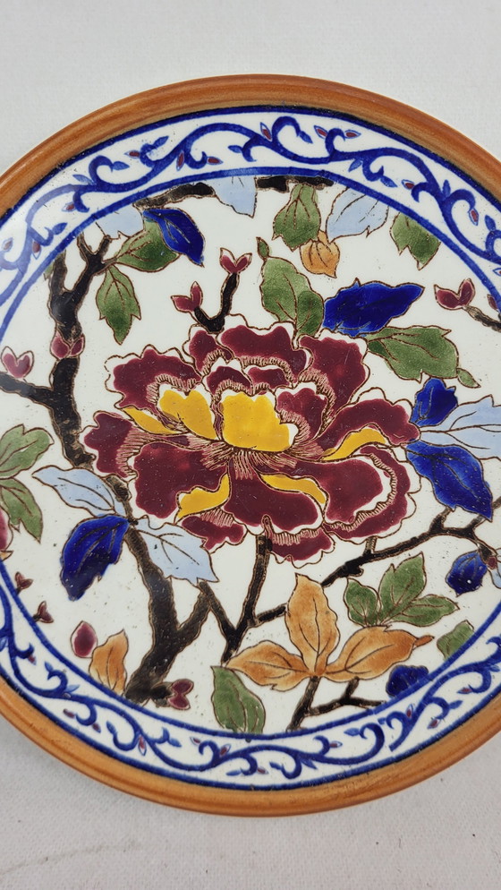 Image 1 of Gien Earthenware Trivet Peonies Model