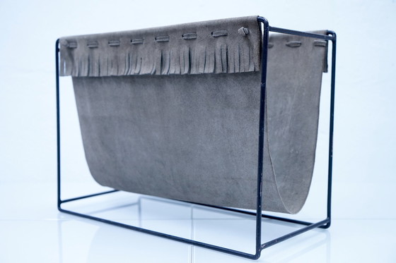 Image 1 of German suede newspaper rack, 1970s