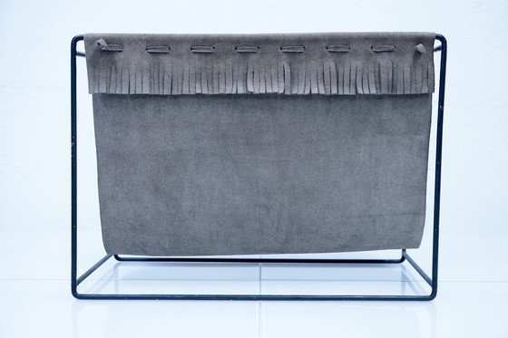 Image 1 of German suede newspaper rack, 1970s