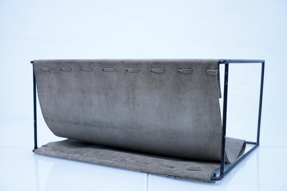 Image 1 of German suede newspaper rack, 1970s