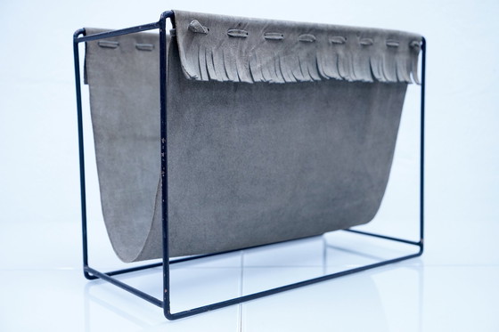 Image 1 of German suede newspaper rack, 1970s