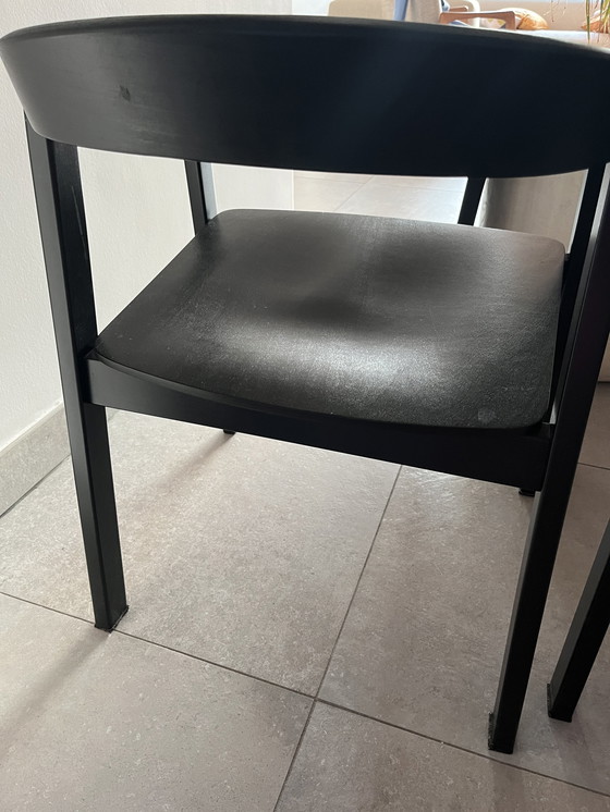 Image 1 of 4x Vintage solid black oak chairs