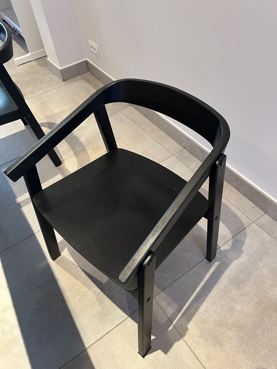 Image 1 of 4x Chaises vintage en chêne noir massif