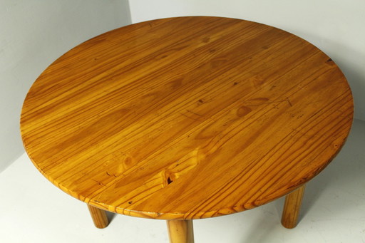 Scandinavian Round Pine Dining Table, 1970S