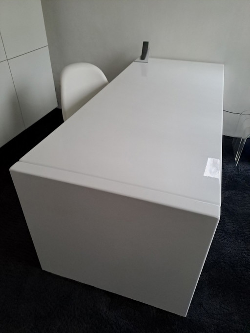 Jan Des Bouvrie,Modern Desk Table(Without Chair And Count). White,Rectangular,Closed Sides. L 193 / H 72 / W 80.