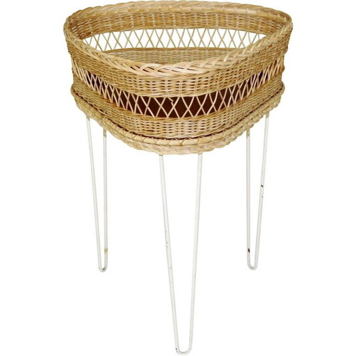 Jardinera vintage de teca y metal para interior, Suecia, 1960