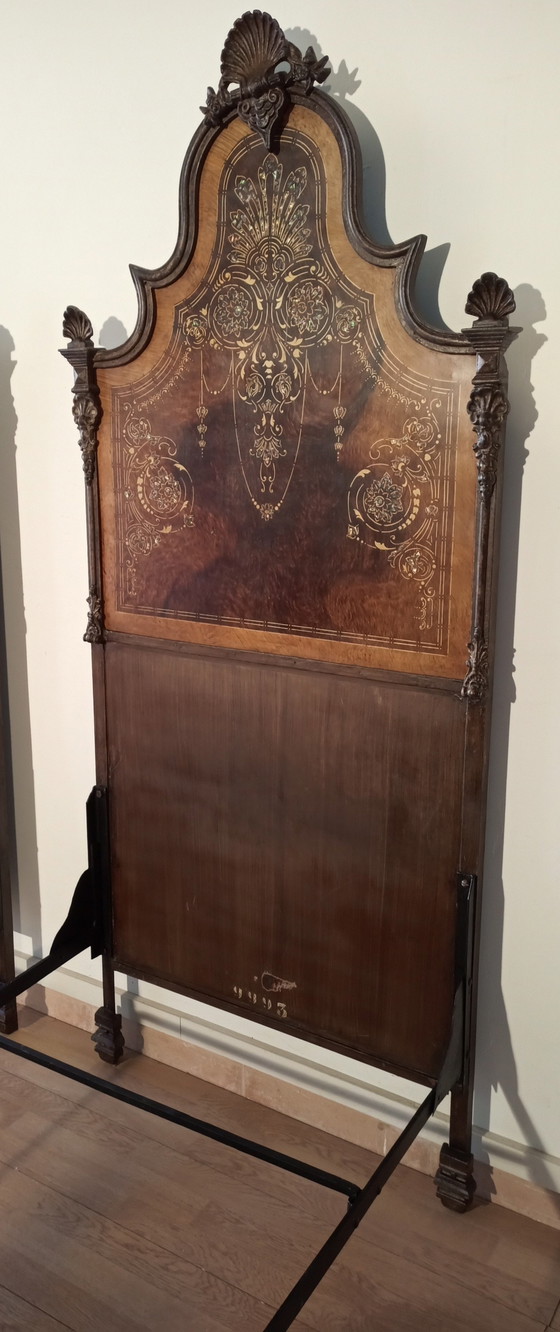 Image 1 of Italian Bed In Wrought Iron, Decorated With Mother-Of-Pearl Flakes, Italy, 19Th Century 