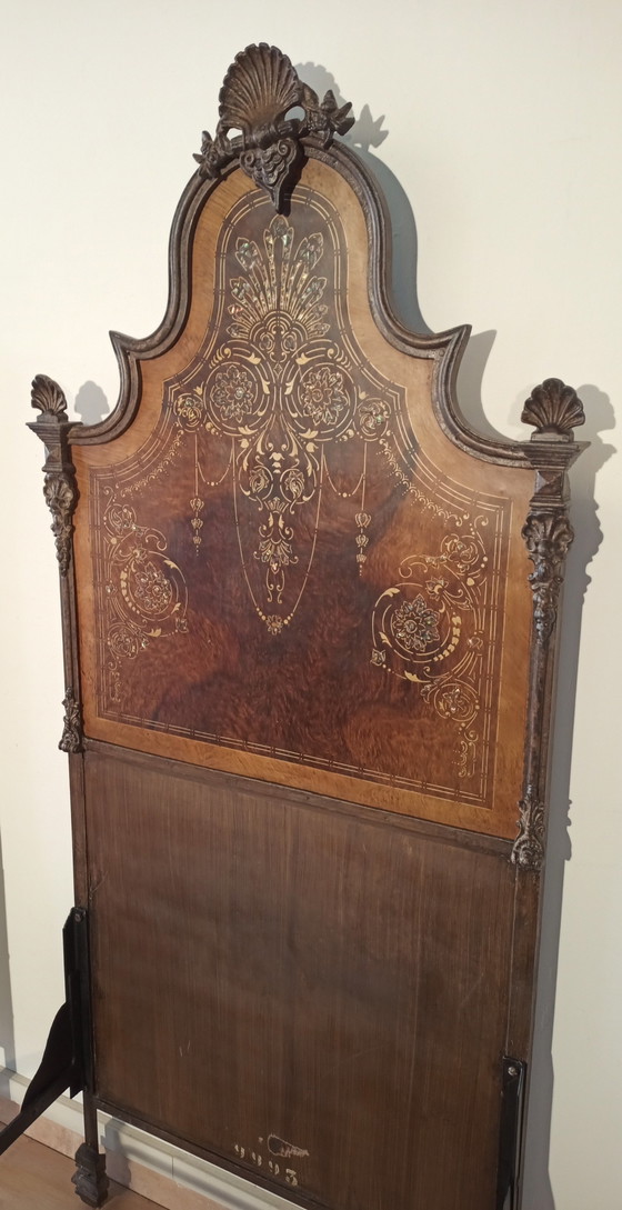 Image 1 of Italian Bed In Wrought Iron, Decorated With Mother-Of-Pearl Flakes, Italy, 19Th Century 