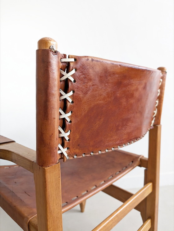 Image 1 of Arte Sano Brown Leather Safari Chair By Werner Biermann