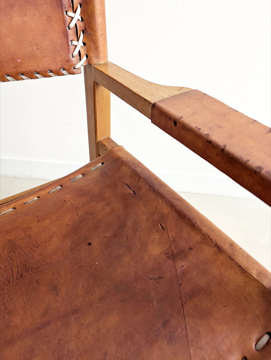 Image 1 of Arte Sano Brown Leather Safari Chair By Werner Biermann