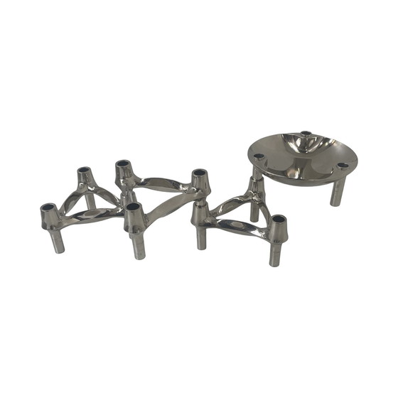 Image 1 of Caesar Stoffi for Fritz Nagel - Modular candelabra/ candlestick holders - Ca. 1970’s Germany - Set of 3 candelabras and one bowl