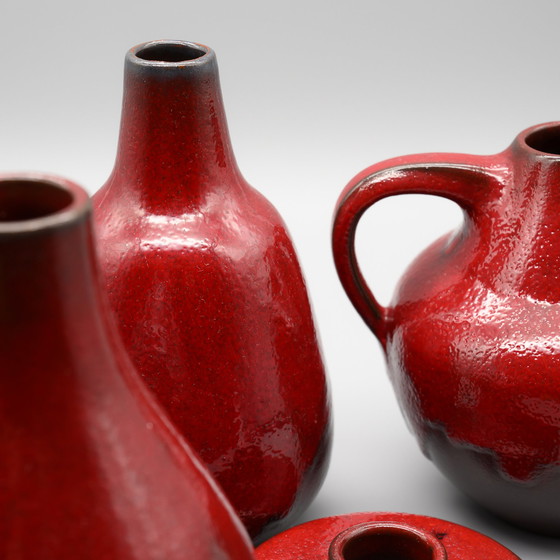 Image 1 of 2x Vase en céramique Töpferei Studio Oxblood Red Glaze de Hartwig Heyne